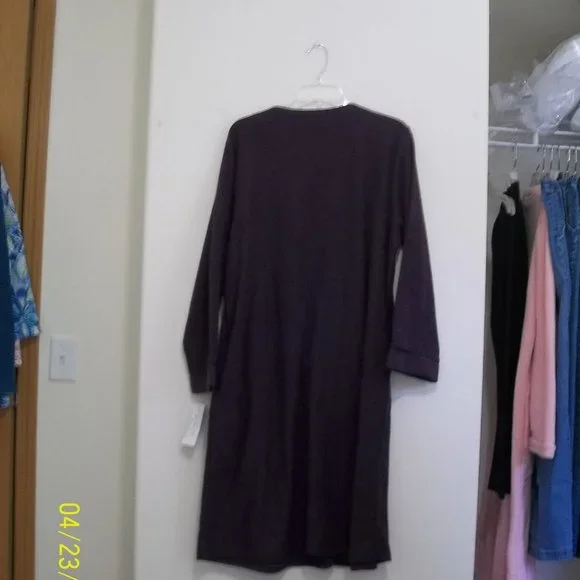 Collette Purple Robe XL Long Sleeve Embroidery on Front Zip Front - Picture 2 of 5